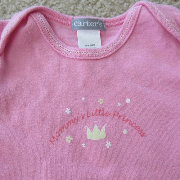 Carters One Piece Onesie Girls Size 9M Pink Mommys Little Princess Short‎ Sleeve - Picture 2 of 4